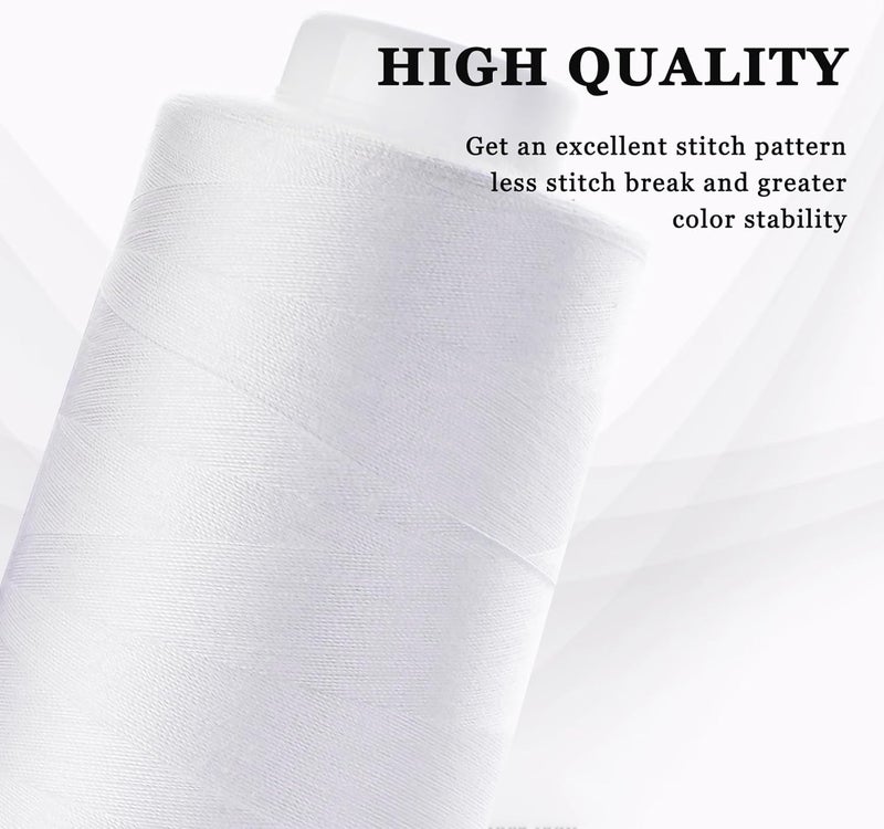 StiVerse Serger Thread 4 Cones 3000 Yards Each Spool All Purpose Polyester Thread 40S/2 for Sewing, Serger, Overlock, Quilting, Piecing - Black+White - Image 4
